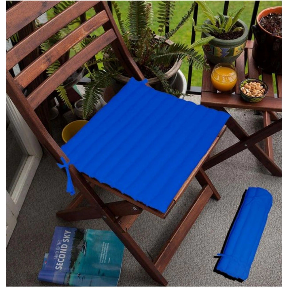 PKR Kart Pack Of_2 Cotton Blended Solid Chair Cushions (Blue, Size: 16x16 In)