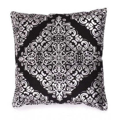 PKR Kart Pack Of_2 Cotton Printed Cushion Cover Sets (Black, Size: 16x16 In)