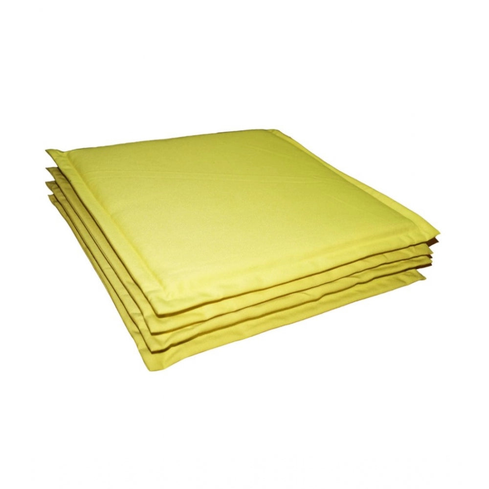 PKR Kart Pack Of_4 Polyester Solid Chairpads (Mustard, Size: 16x16 In)
