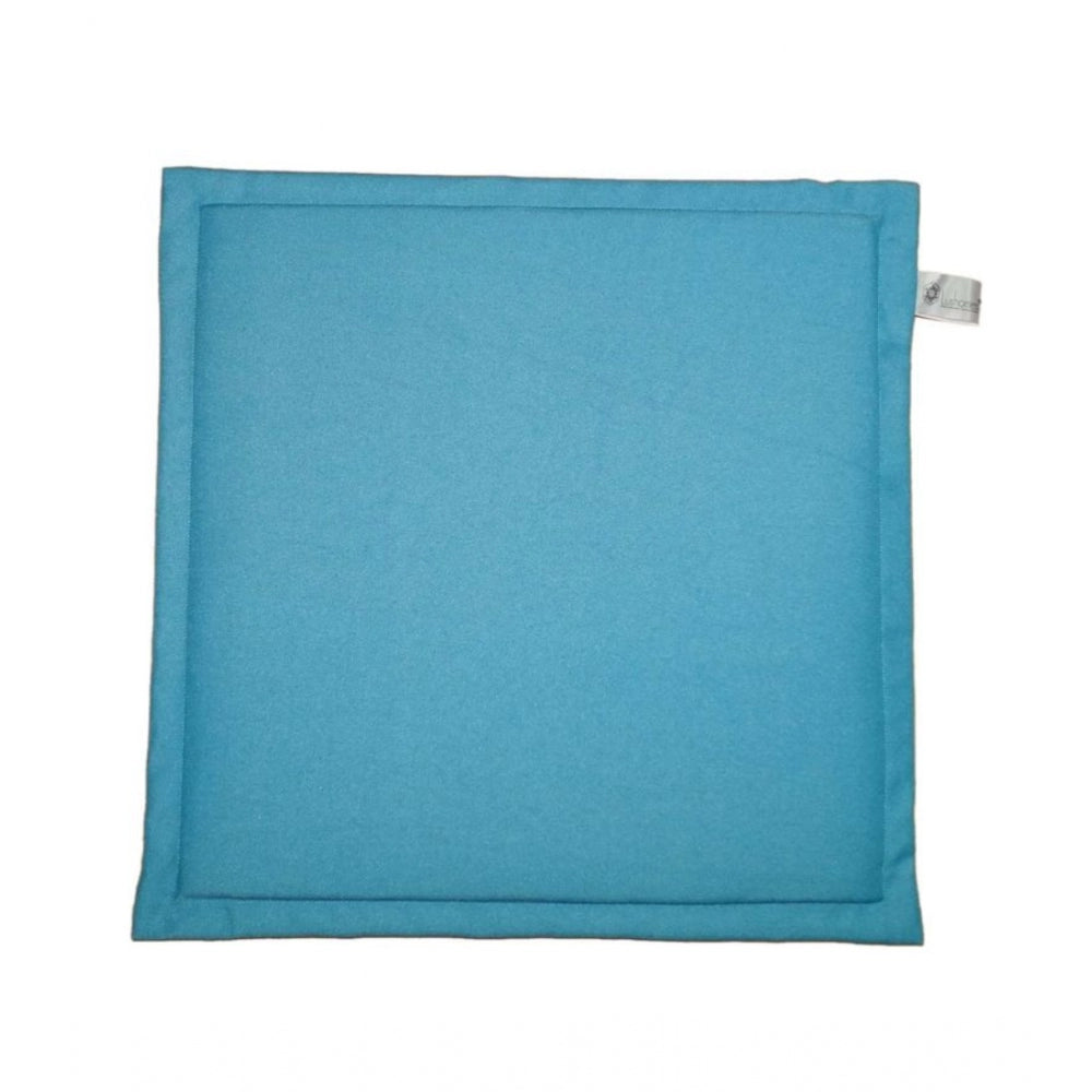 PKR Kart Pack Of_4 Polyester Solid Chairpads (Light Blue, Size: 16x16 In)