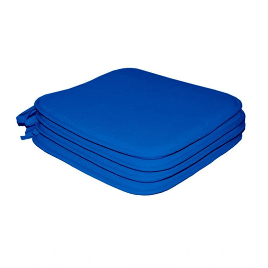 PKR Kart Pack Of_4 Cotton Blended Solid Chairpads (Blue, Size: 15x15 In)