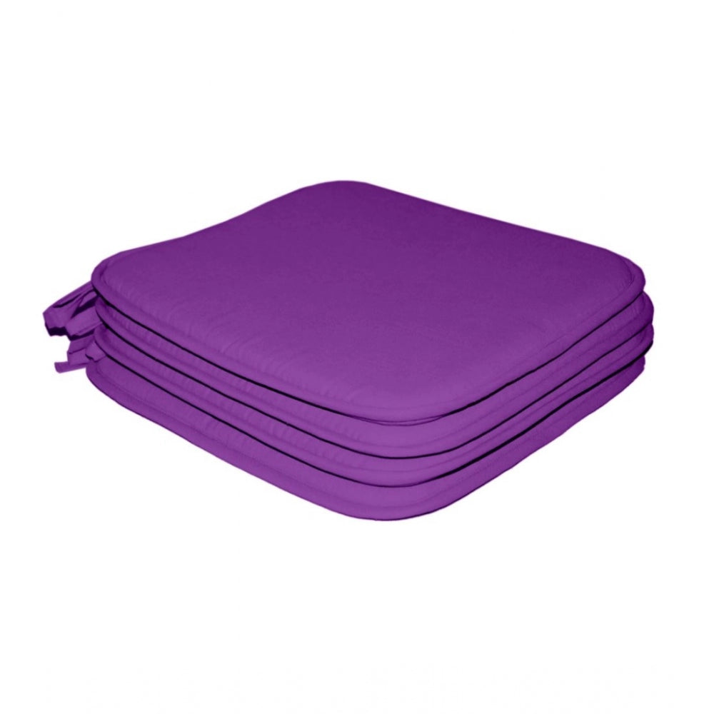 PKR Kart Pack Of_4 Cotton Blended Solid Chairpads (Purple, Size: 15x15 In)