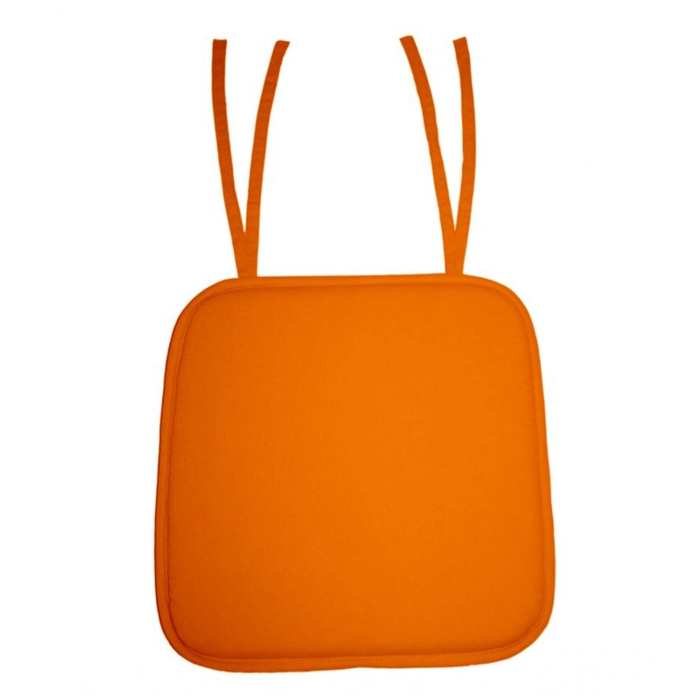 PKR Kart Pack Of_4 Cotton Blended Solid Chairpads (Yellow, Size: 15x15 In)