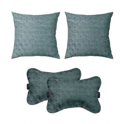 PKR Kart Pack Of_4 Polyester Printed Car Pillow Sets (Grey, Size: 12x12 In)