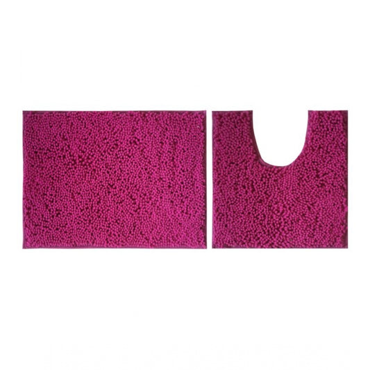 PKR Kart Polyester Knitted Bathmats Sets (Pink, Size: 16x24 In)