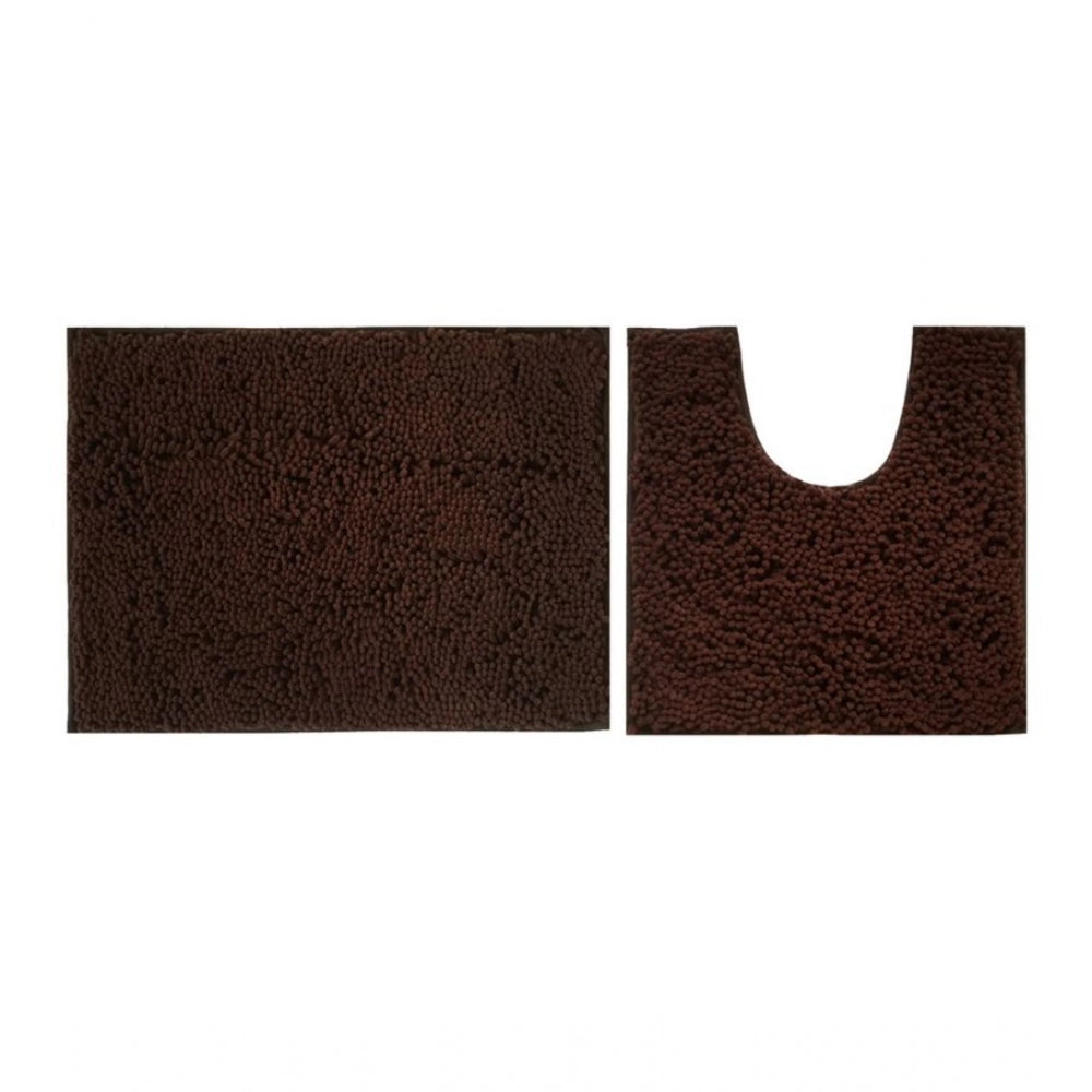 PKR Kart Polyester Knitted Bathmats Sets (Dark Brown, Size: 20x30 In)