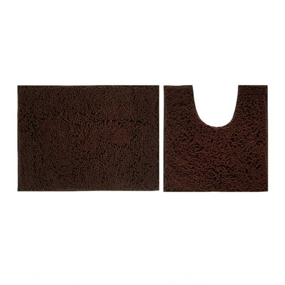 PKR Kart Polyester Knitted Bathmats Sets (Dark Brown, Size: 20x30 In)