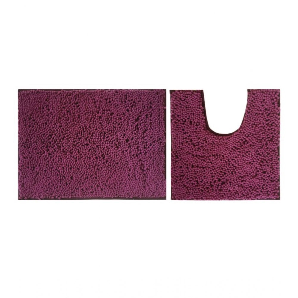PKR Kart Polyester Knitted Bathmats Sets (Purple, Size: 20x30 In)