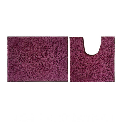 PKR Kart Polyester Knitted Bathmats Sets (Purple, Size: 20x30 In)