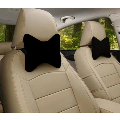 PKR Kart Pack Of_2 Polyester Solid Bone Neck Pillow (Black, Size: 7x11 In)