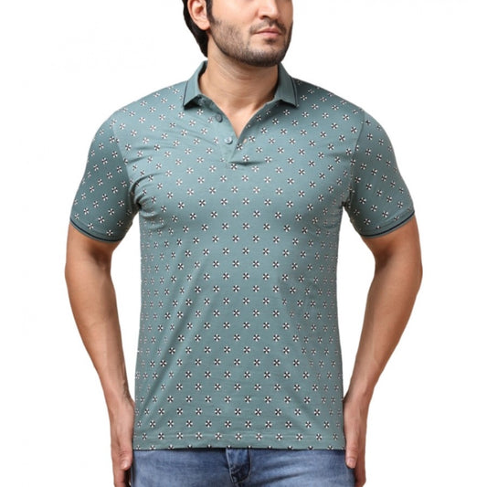 PKRKART Men's Casual Cotton Printed Polo Neck Half Sleeve T-Shirt (Grey)