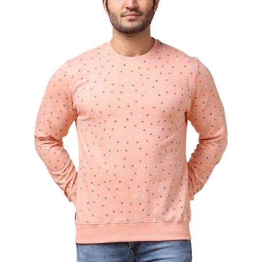 PKRKART Men's Casual Cotton Printed Round Neck Full Sleeve Sweat T-Shirt (Peach)