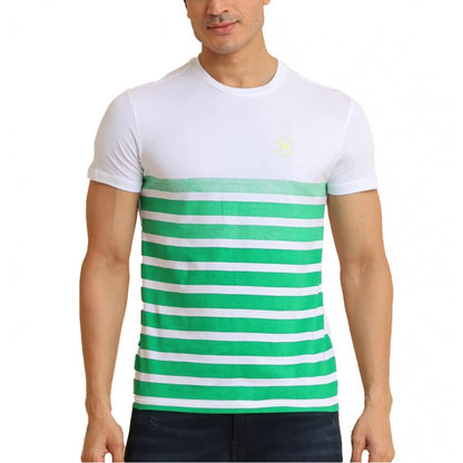 PKRKART Men's Casual Cotton Printed Round Neck Half Sleeve T-Shirt (Green)