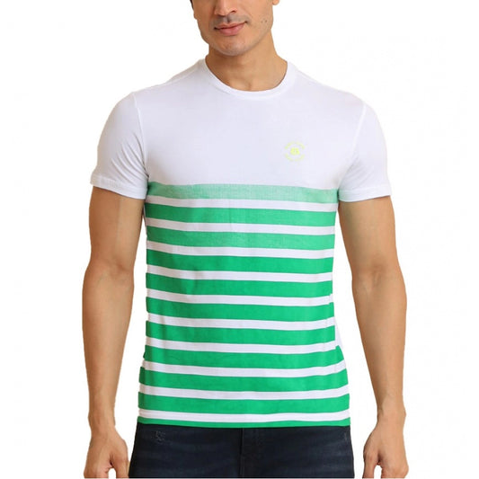 PKRKART Men's Casual Cotton Printed Round Neck Half Sleeve T-Shirt (Green)