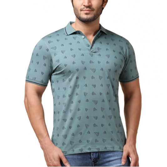PKRKART Men's Casual Cotton Printed Polo Neck Half Sleeve T-Shirt (Grey)