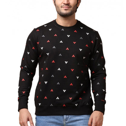 PKRKART Men's Casual Cotton Printed Round Neck Full Sleeve Sweat T-Shirt (Black)