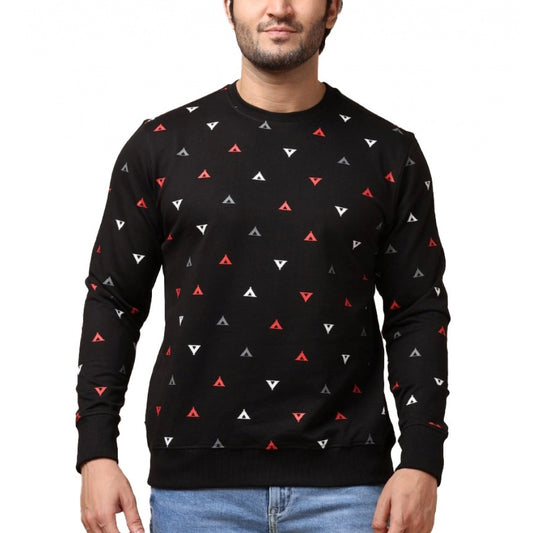 PKRKART Men's Casual Cotton Printed Round Neck Full Sleeve Sweat T-Shirt (Black)