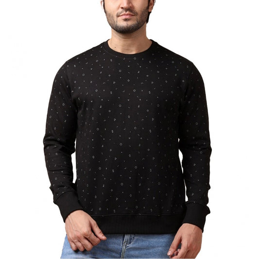 PKRKART Men's Casual Cotton Printed Round Neck Full Sleeve Sweat T-Shirt (Black)