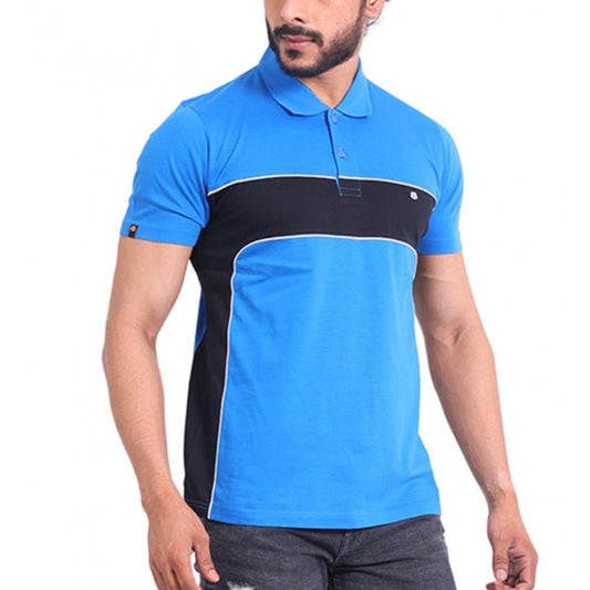 PKRKART Men's Casual Cotton Printed Polo Neck Half Sleeve T-Shirt (Inkblue)