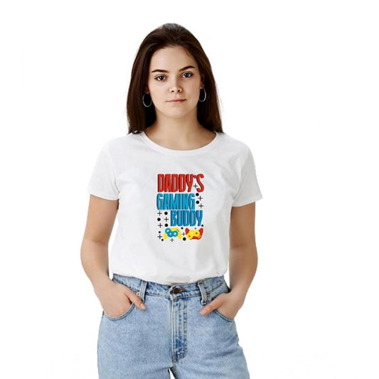 PKRKART Women's Polyester Solid Printed Round Neck Half Sleeve T-shirt (White)