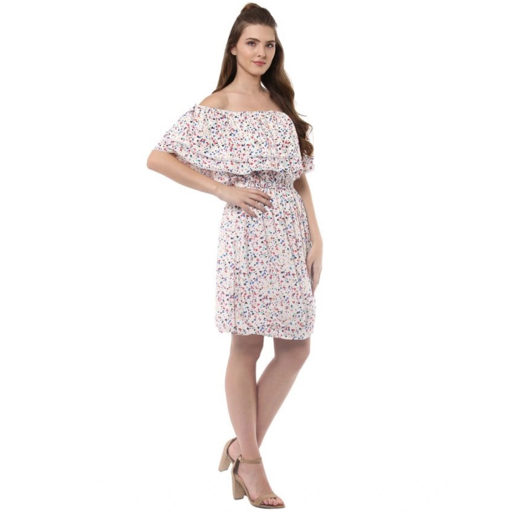 PKRKART Women's Rayon Floral Half Sleeve Above Knee Dress (Multicolor)