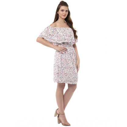 PKRKART Women's Rayon Floral Half Sleeve Above Knee Dress (Multicolor)
