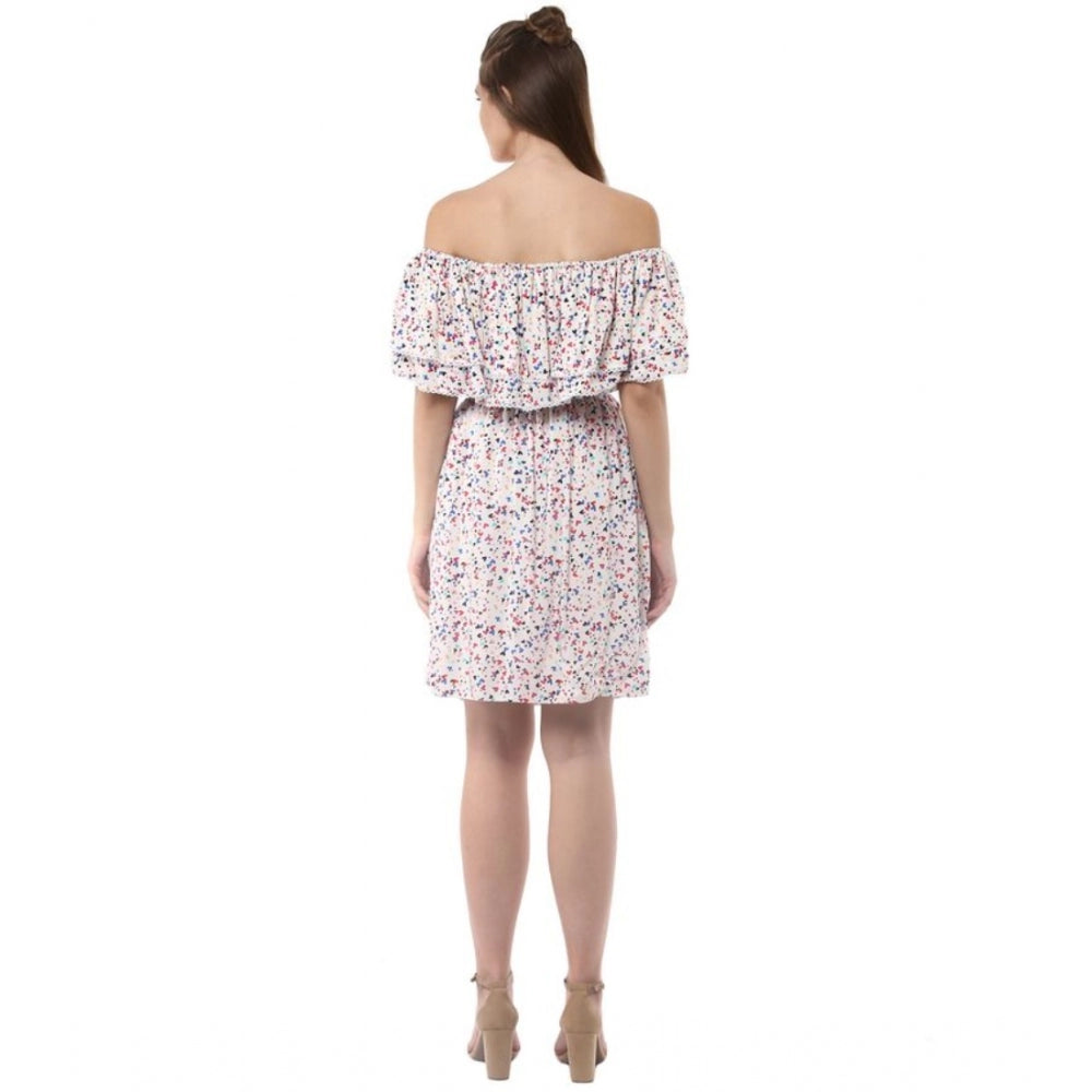 PKRKART Women's Rayon Floral Half Sleeve Above Knee Dress (Multicolor)