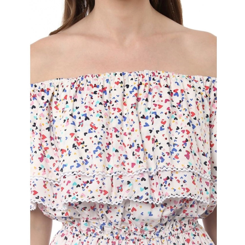 PKRKART Women's Rayon Floral Half Sleeve Above Knee Dress (Multicolor)