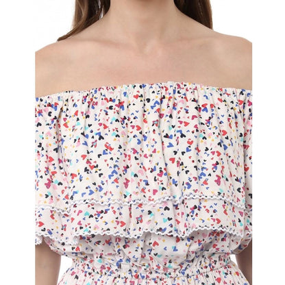 PKRKART Women's Rayon Floral Half Sleeve Above Knee Dress (Multicolor)