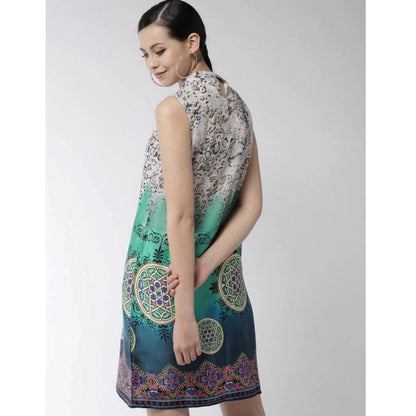 PKRKART Women's Polyester Printed Sleeveless Above Knee Dress (Multicolor)