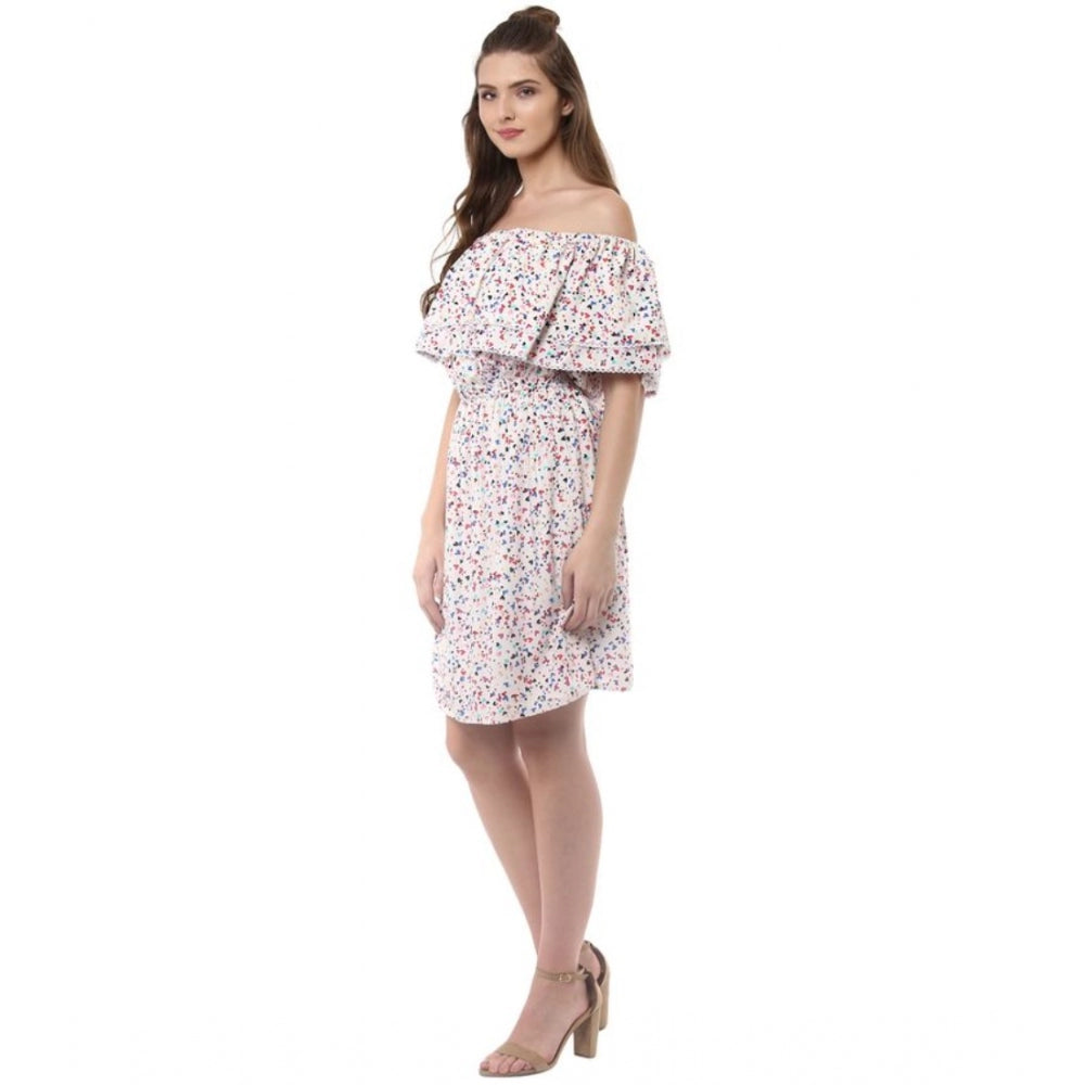 PKRKART Women's Rayon Floral Half Sleeve Above Knee Dress (Multicolor)