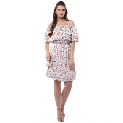 PKRKART Women's Rayon Floral Half Sleeve Above Knee Dress (Multicolor)