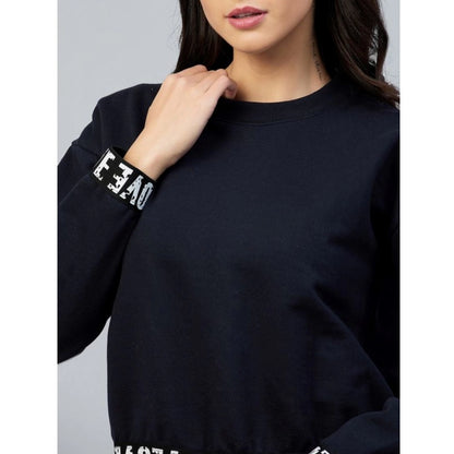 PKRKART Women's Fleece Solid Long Sleeves Sweatshirt (Navy)