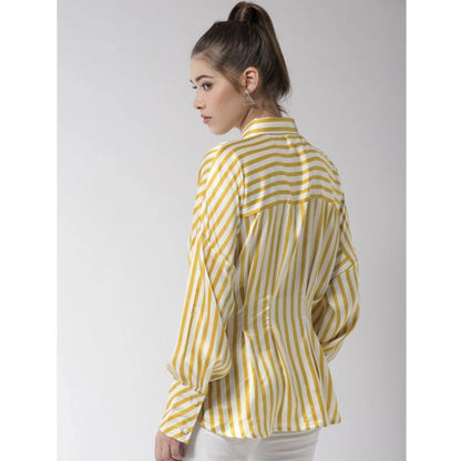 PKRKART Women's Polyester Striped Long Sleeves Top (Yellow)