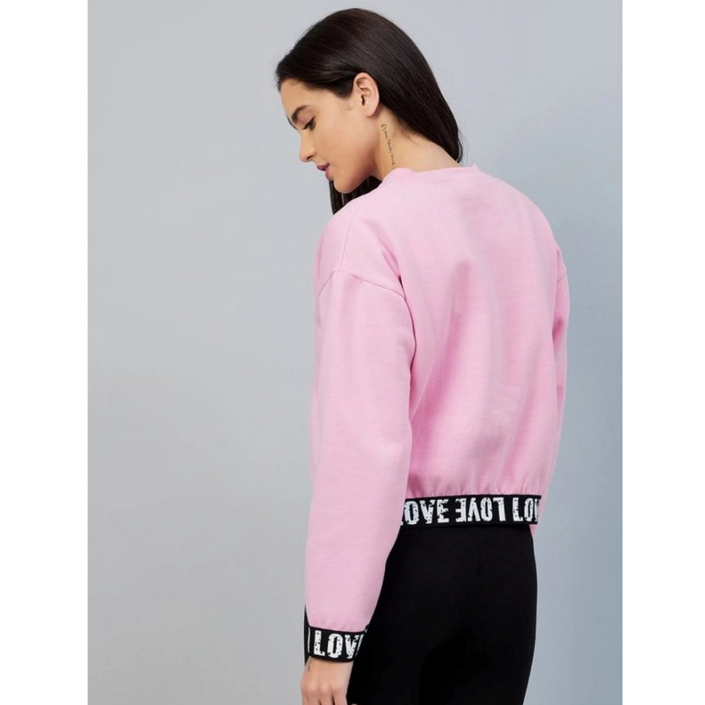 PKRKART Women's Fleece Solid Long Sleeves Sweatshirt (Pink)