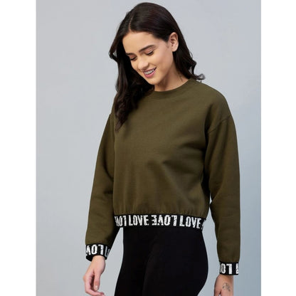 PKRKART Women's Fleece Solid Long Sleeves Sweatshirt (Olive)