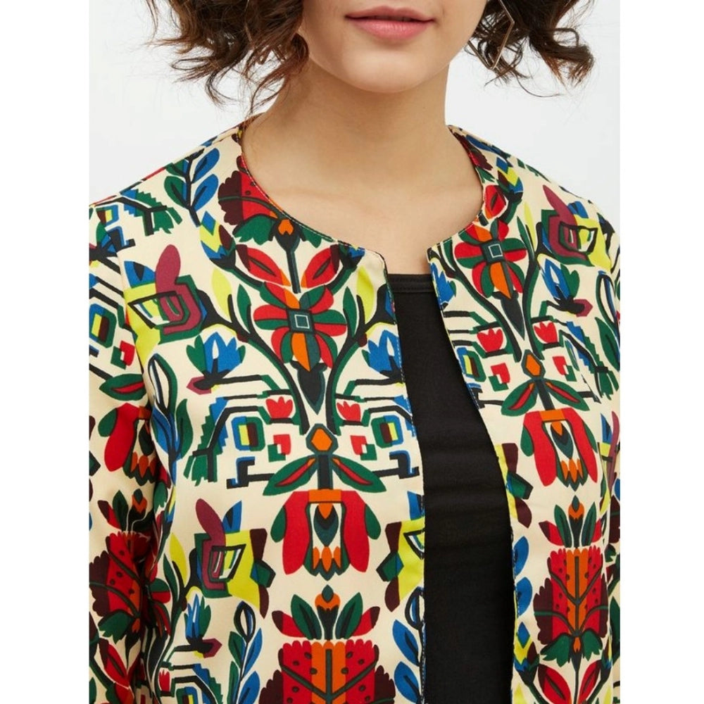 PKRKART Women's Polyester Floral 3-4th Sleeves Shrug (Multicolor)