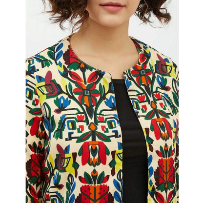 PKRKART Women's Polyester Floral 3-4th Sleeves Shrug (Multicolor)