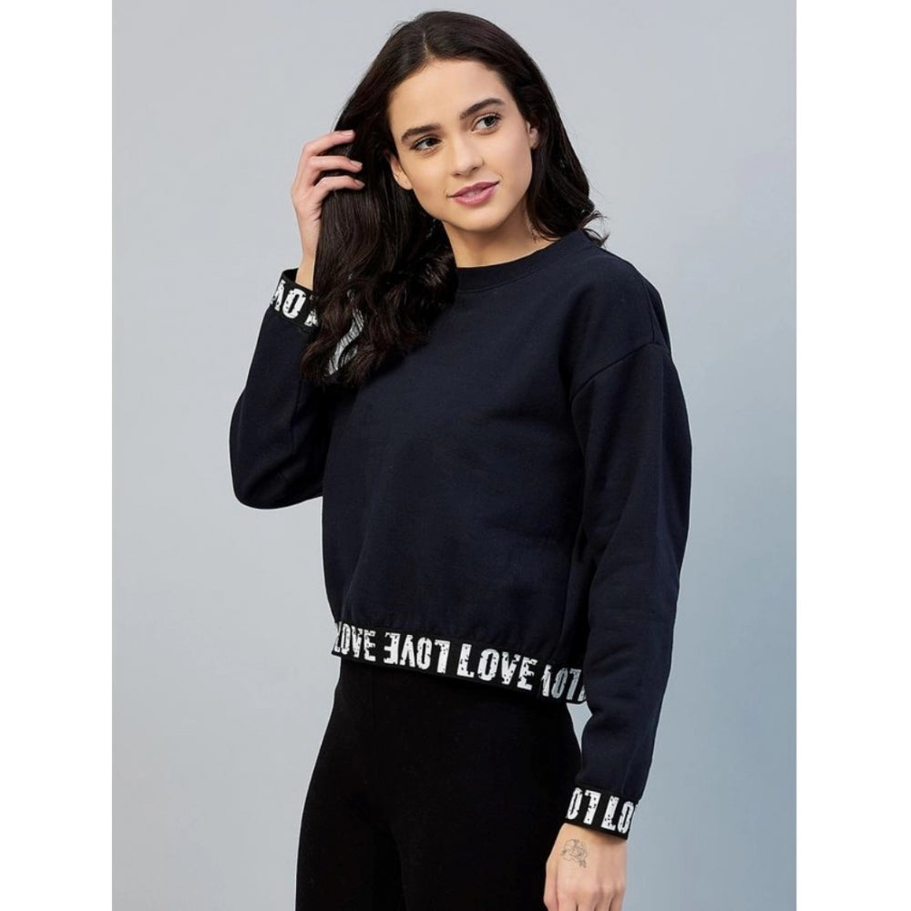 PKRKART Women's Fleece Solid Long Sleeves Sweatshirt (Navy)