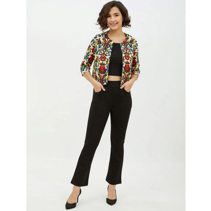 PKRKART Women's Polyester Floral 3-4th Sleeves Shrug (Multicolor)