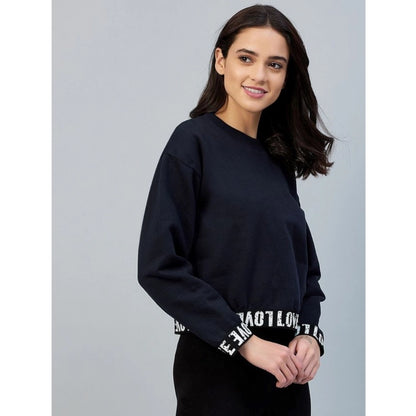 PKRKART Women's Fleece Solid Long Sleeves Sweatshirt (Navy)