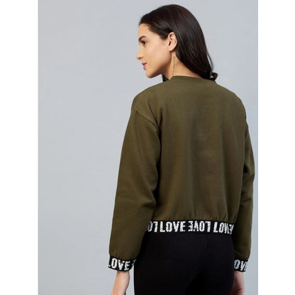 PKRKART Women's Fleece Solid Long Sleeves Sweatshirt (Olive)