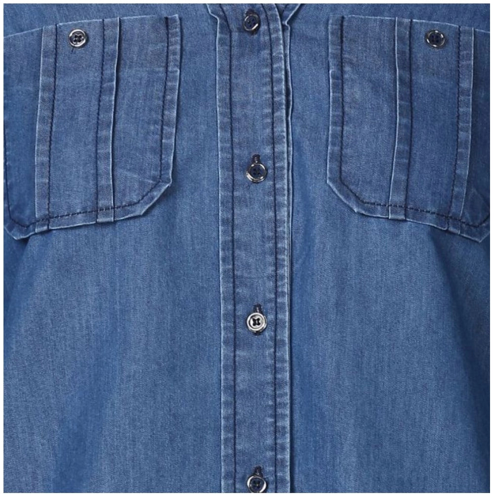 PKRKART Women's Denim Solid Long Sleeves Top (Blue)