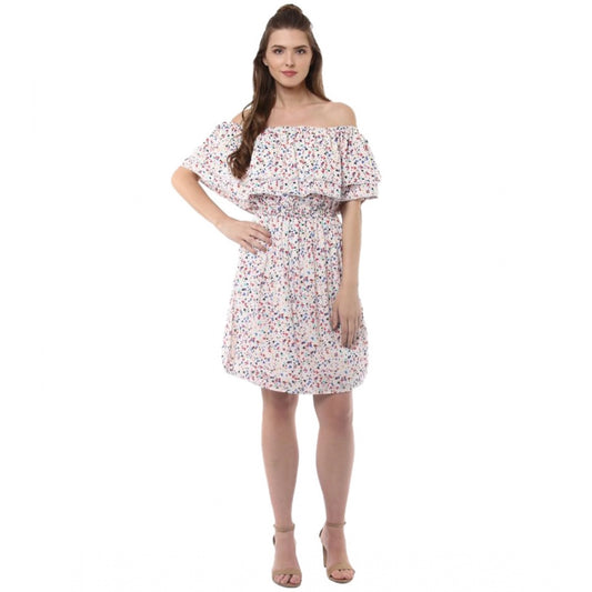 PKRKART Women's Rayon Floral Half Sleeve Above Knee Dress (Multicolor)