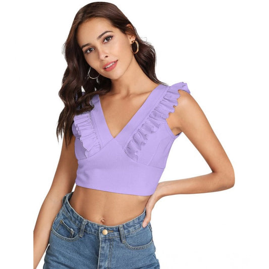 PKRKART Women's Polyester Solid Sleeveless Shoulder Straps Top (Purple)