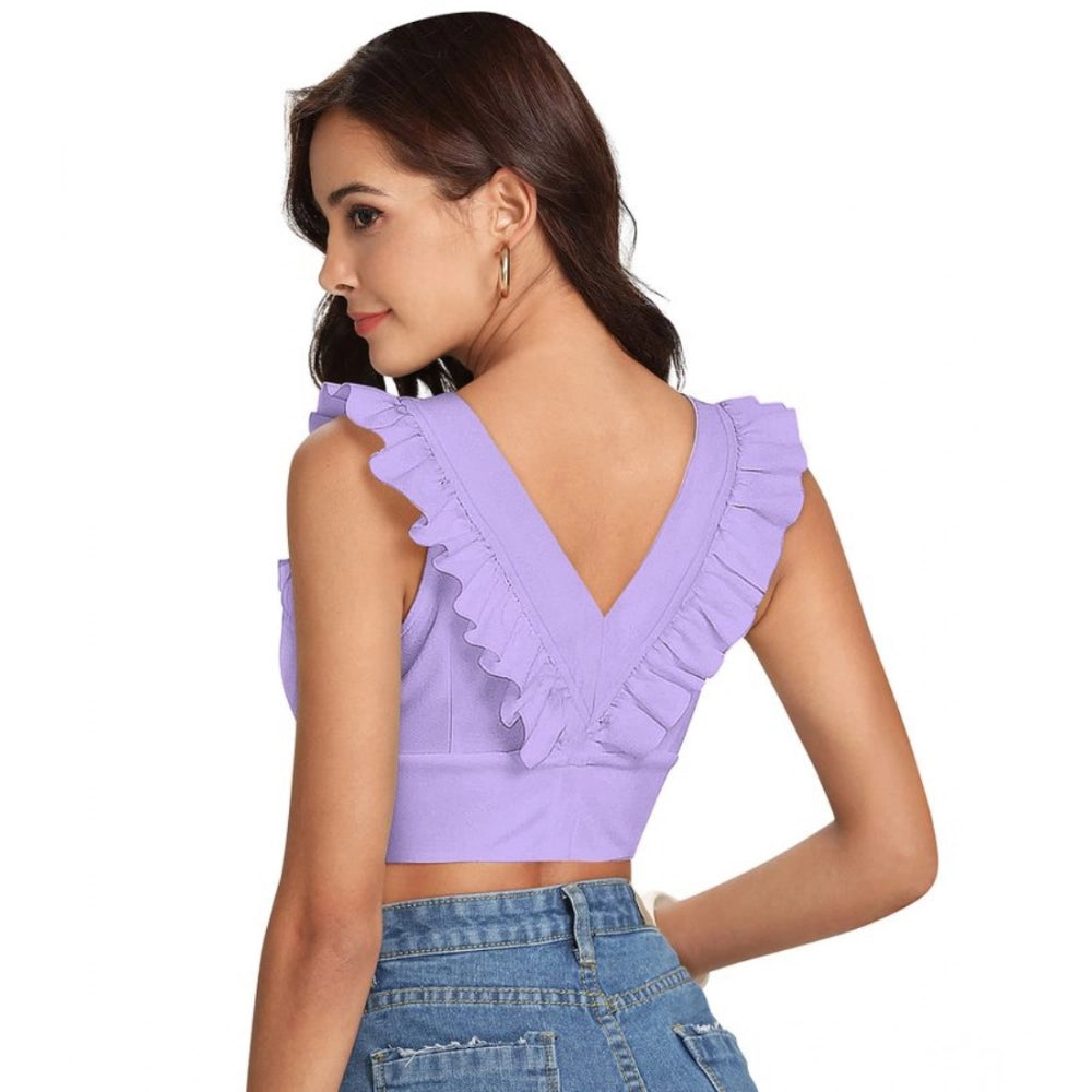PKRKART Women's Polyester Solid Sleeveless Shoulder Straps Top (Purple)