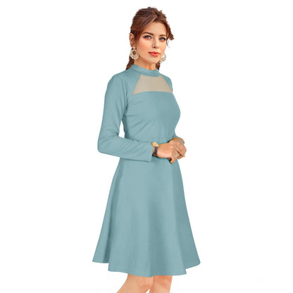 PKRKART Women's Knitting stretchable Solid Round Neck Full Sleeve Dress (Pista)