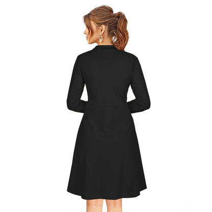 PKRKART Women's Knitting stretchable Solid Round Neck Full Sleeve Dress (Black)