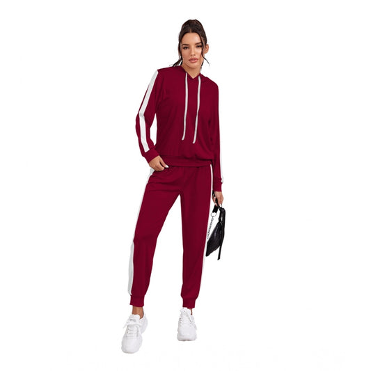 PKRKART Women's Knitting stretchable Solid Hooded Neck Full Sleeve Track Suit (Maroon)