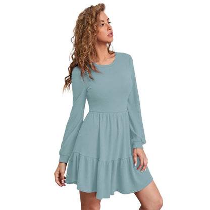 PKRKART Women's Knitting stretchable Solid Round Neck Full Sleeve Dress (Pista)